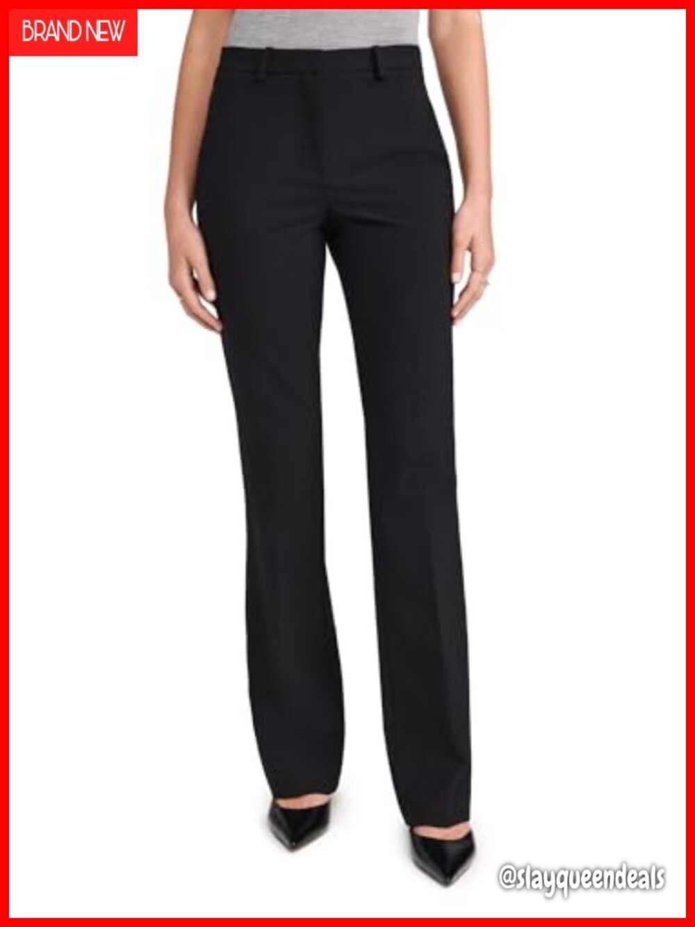 Theory Slim Trousers Mid Rise Straight Leg Flat Front Formal Business Pants